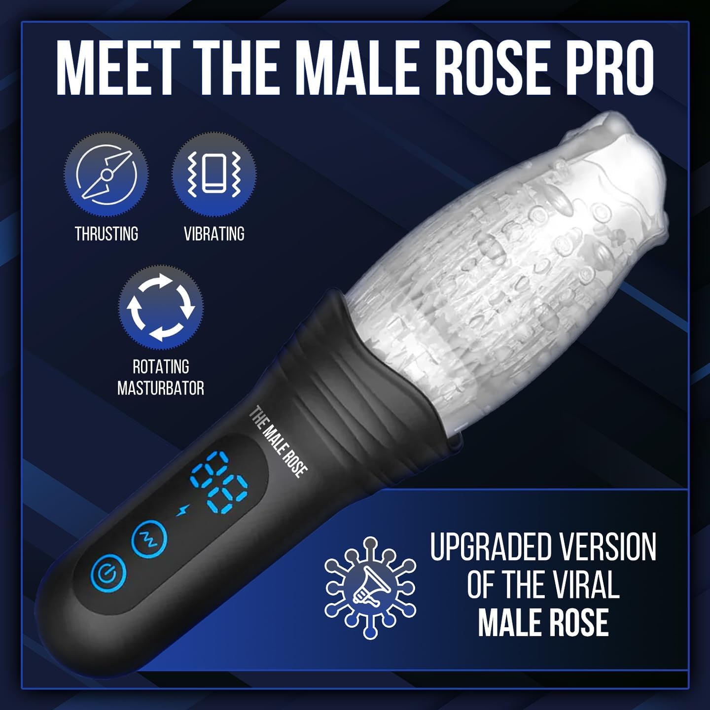 Electric Penis Trainer Stroker Masturbator with 9 Vibration & Rotation & Telescopic Modes