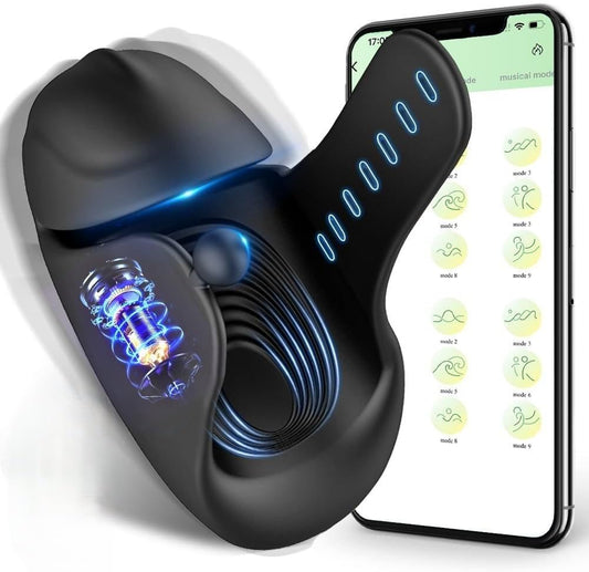 Adjustable Glans Trainer Penis Vibrator Stimulator with 9 Vibration Modes