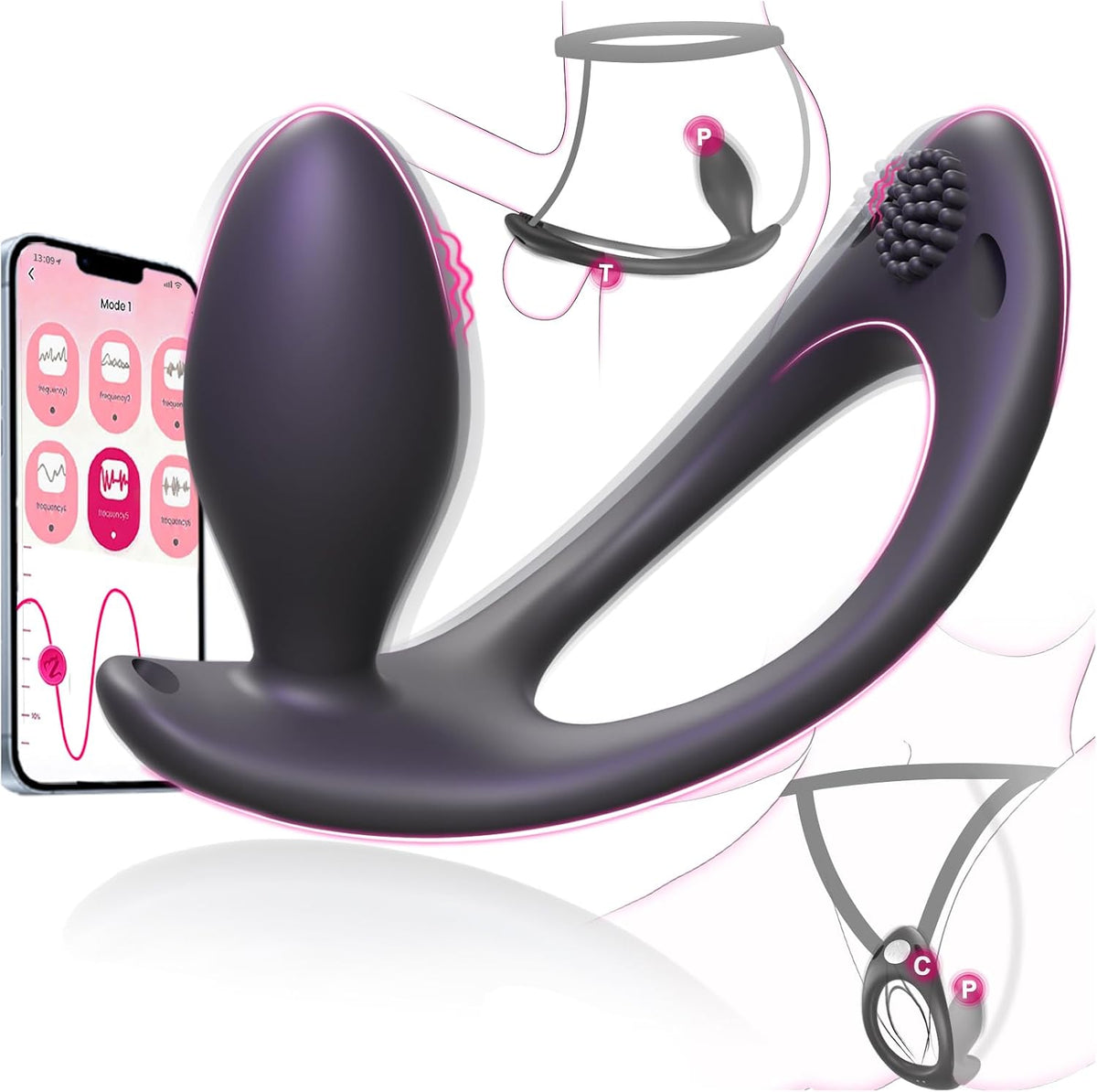Strap On Anal Vibrator Butt Plug Prostate Massager Testicle Trainer Stimulator with 9 Vibes