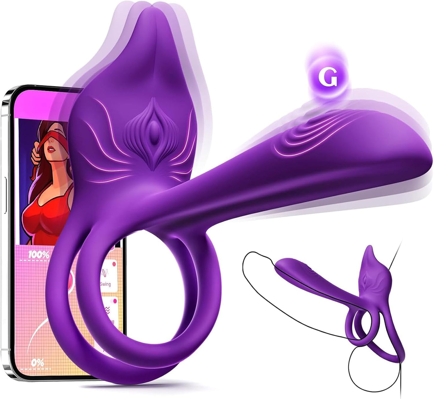 Dual Cock Ring Penis Trainer Vibrator Clitoral Stimulator with 10 Vibration Modes