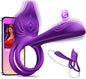 Dual Cock Ring Penis Trainer Vibrator Clitoral Stimulator with 10 Vibration Modes