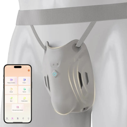 Portable Penis Cage Chastity Belt BDSM Protection Testicle Trainer with with 9 Modes & APP Control