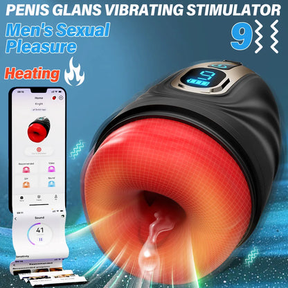 2 IN 1 Mouth-Wrapped Penis Trainer Vibrator Masturbator with 9 Vibrations & Heating