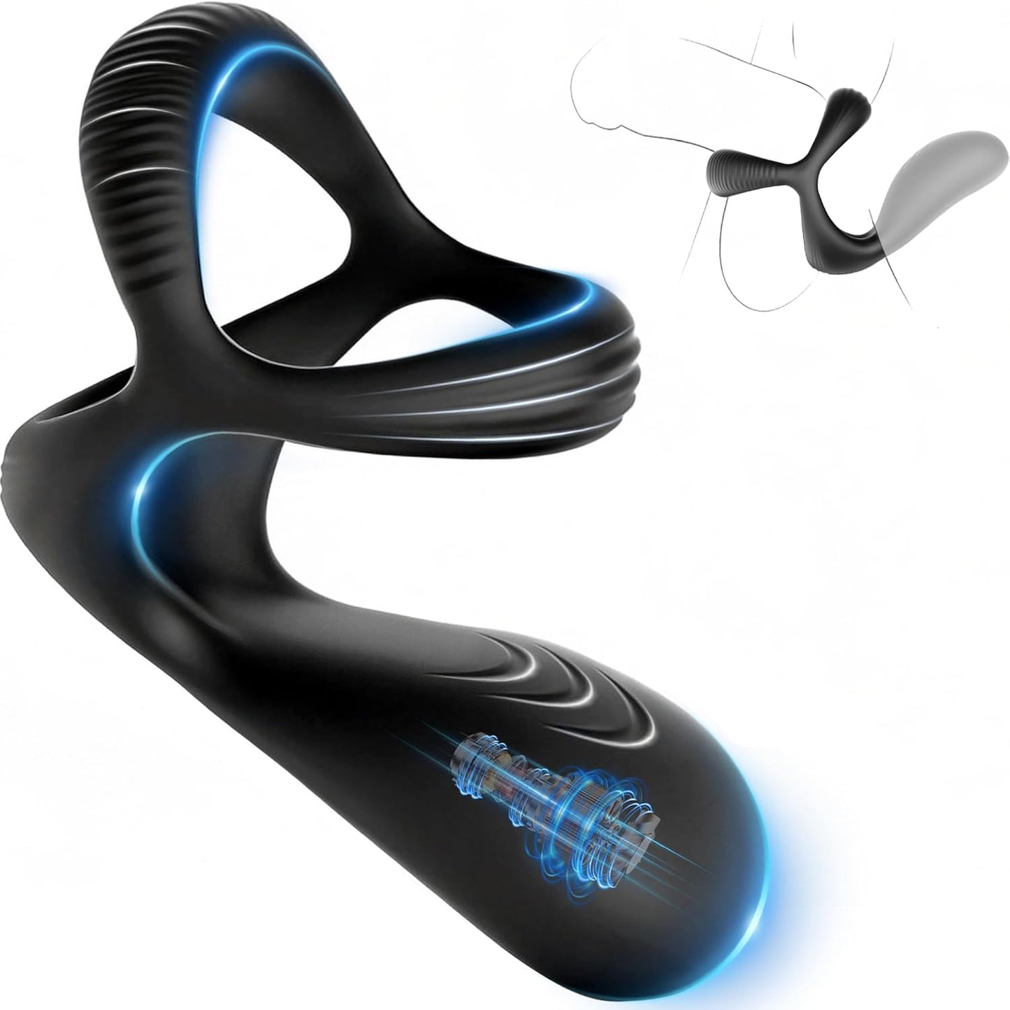 Triple-Ring Cock Ring Vibrator Stimulator with 10 Vibrations Modes