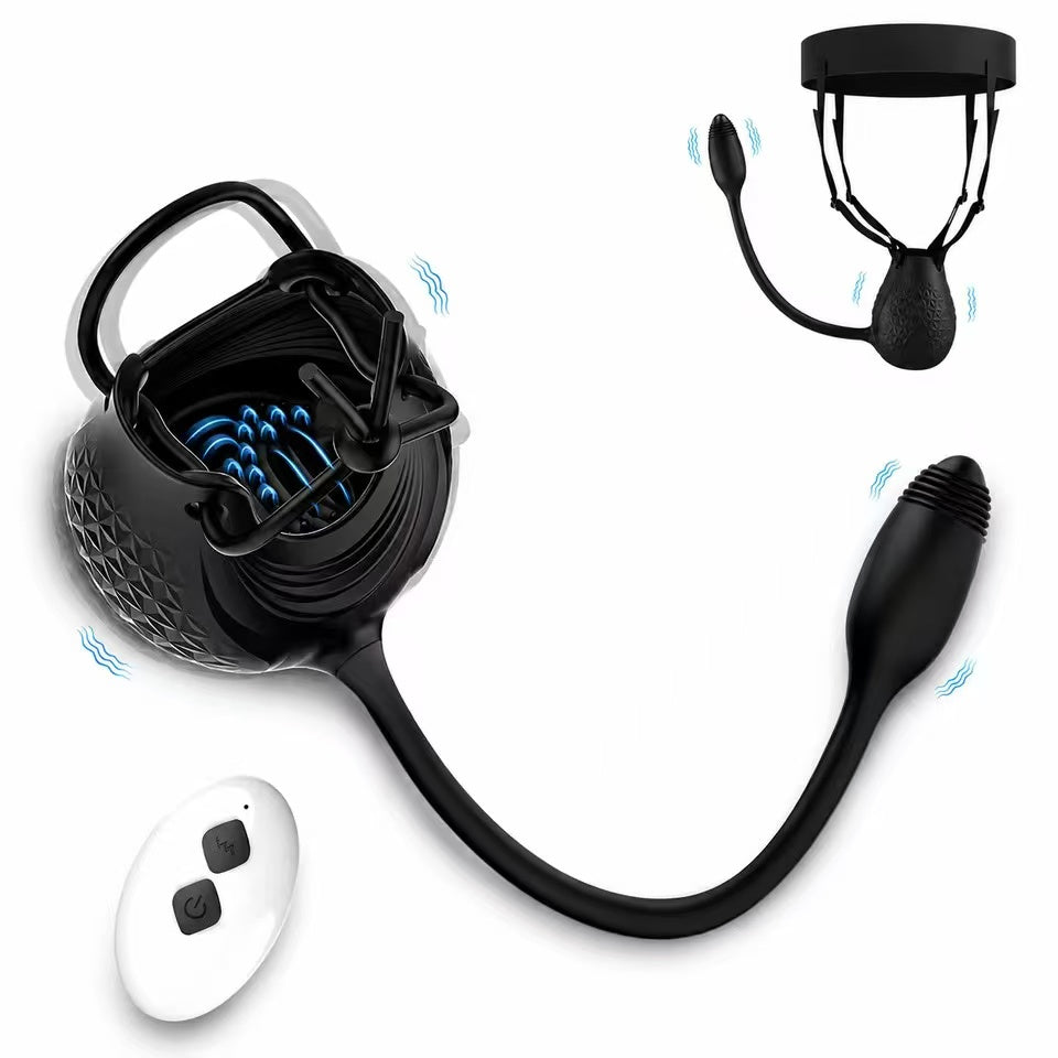 360° Wrapping Testicle Vibrator Penis Trainer Prostate Massager with 10 Vibration Modes