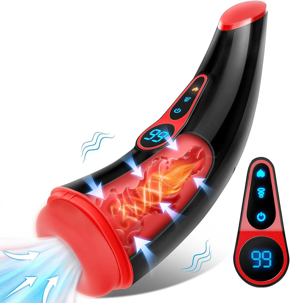 APP Control Automatic Heating Masturbator Blowjob with 9 Sucking & 9 Vibrating Modes