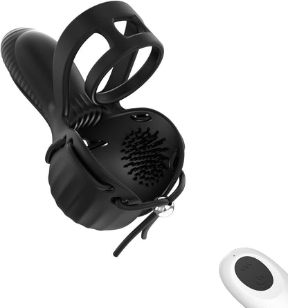 3 IN 1 Cock Ring Testicular Stimulator Penis Trainer Vibrator with 10 Vibration Modes
