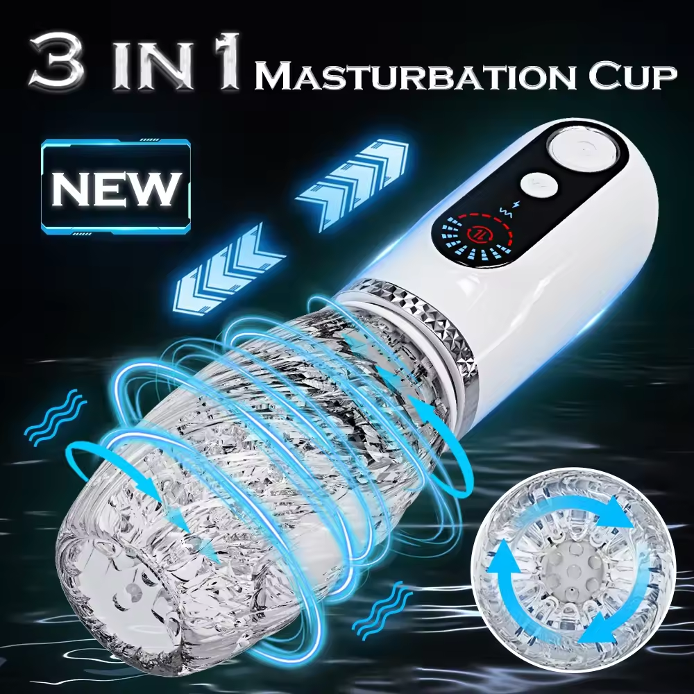 Automatic Masturbator Penis Trainer with 7 Thrust & Rotation & 9 Vibration Modes