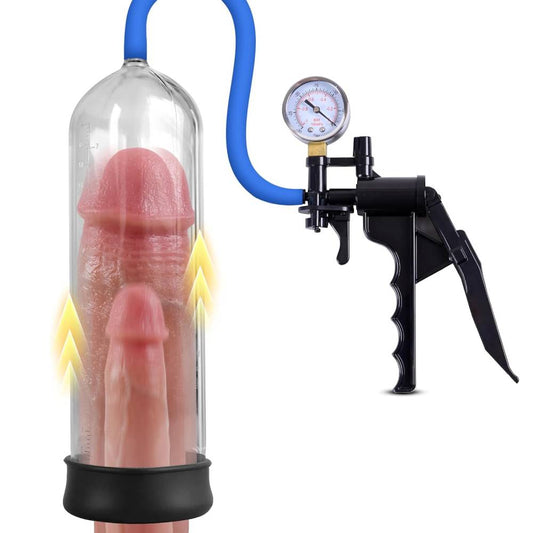 Manual Penis Vacuum Pump Enlarger Masturbator with Magnifying Mirror & Pistol Grip