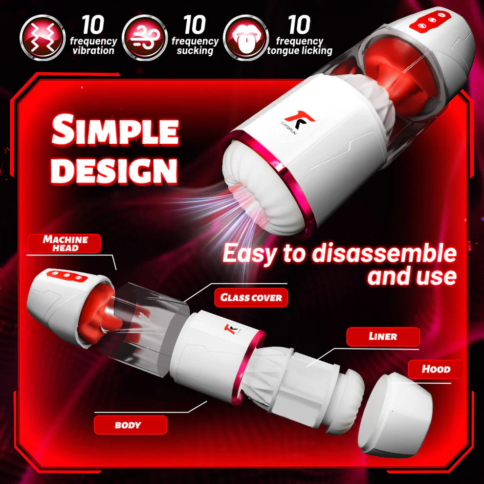 Automatic Masturbator Penis Pump Blowjob with 10 Suction & 10 Tongue Licking Modes