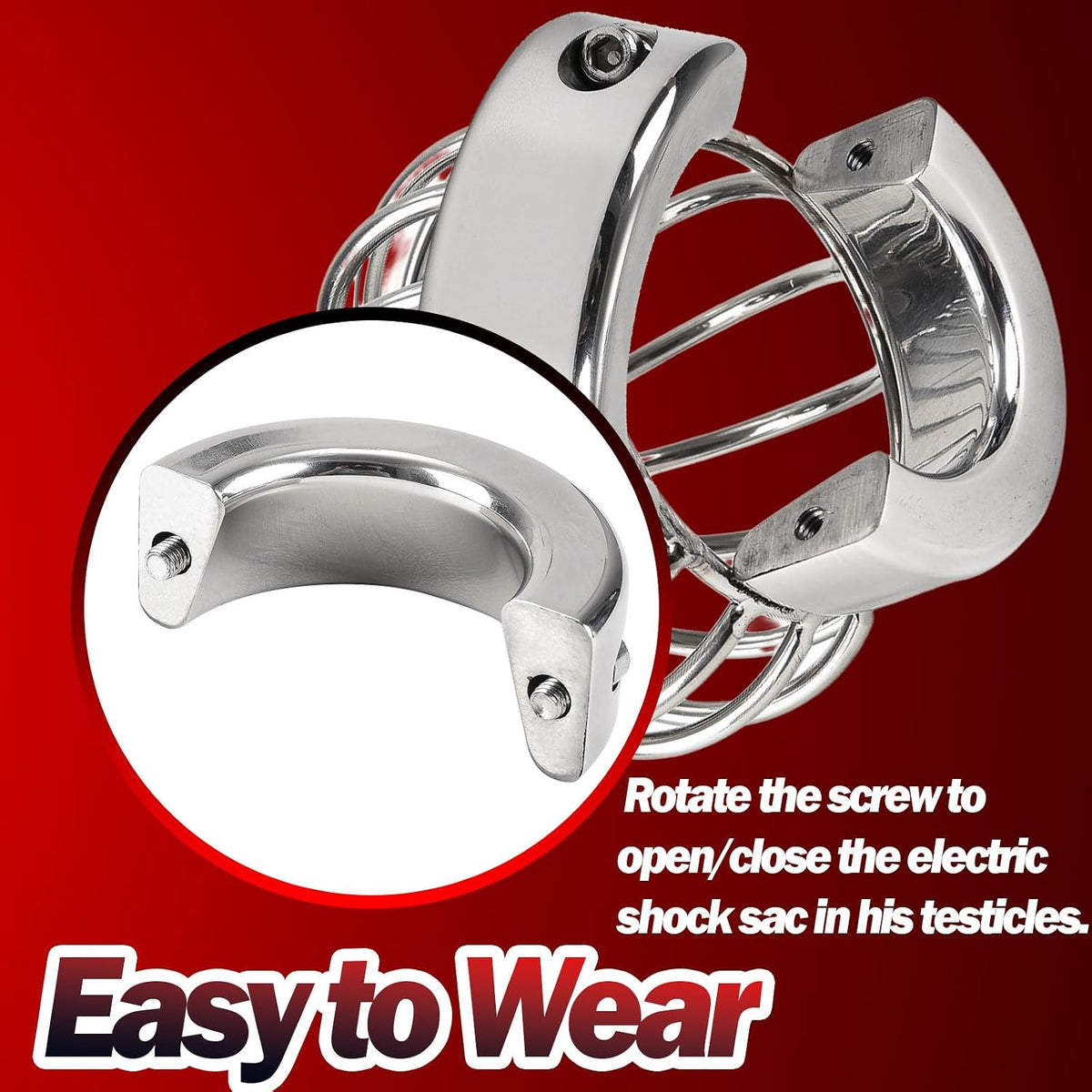 Electric Shock Chastity Testicle Crusher Cock Ball Testicle Stretcher with 4 Vibration Modes