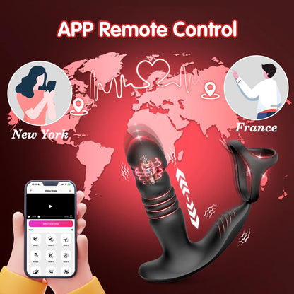APP Control Thrusting Vibartor Prostate Massager Vibrator Cork Ring with 9+9 Modes