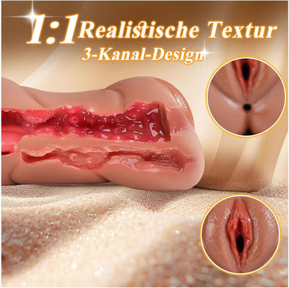 3 IN 1 Realistic Pocket Pussy Penis Trainer Oral Stroker Blowjob