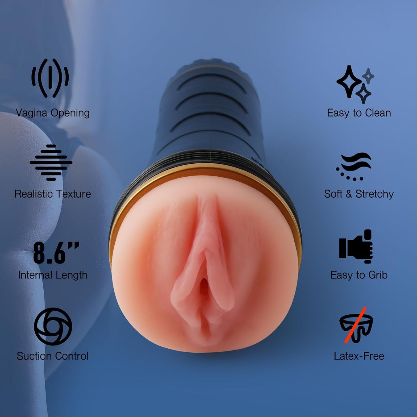 8.6" Deep Fleshy Pocket Pussy Lifelike Realistic Masturbator