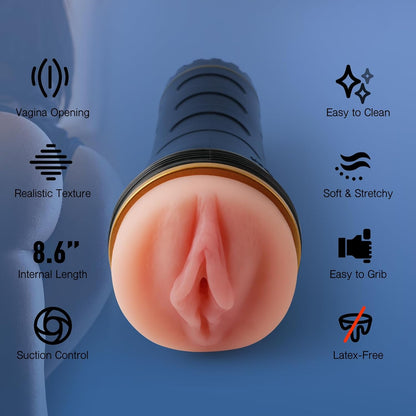 8.6" Deep Fleshy Pocket Pussy Lifelike Realistic Masturbator