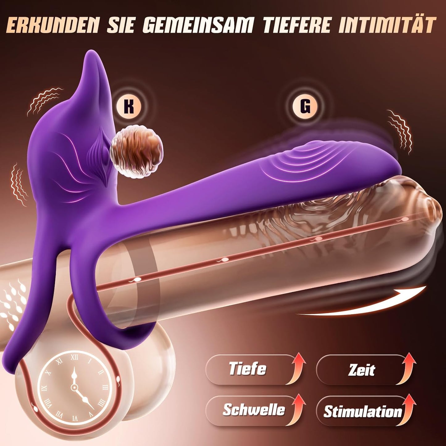 Dual Cock Ring Penis Trainer Vibrator Clitoral Stimulator with 10 Vibration Modes