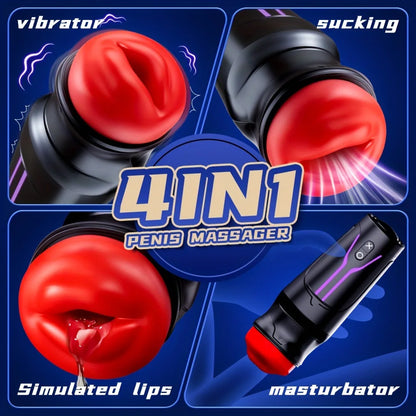 4 IN 1 Mouth Automatic Mastubator Pocket Pussy with Sucking & Vibrating Modes