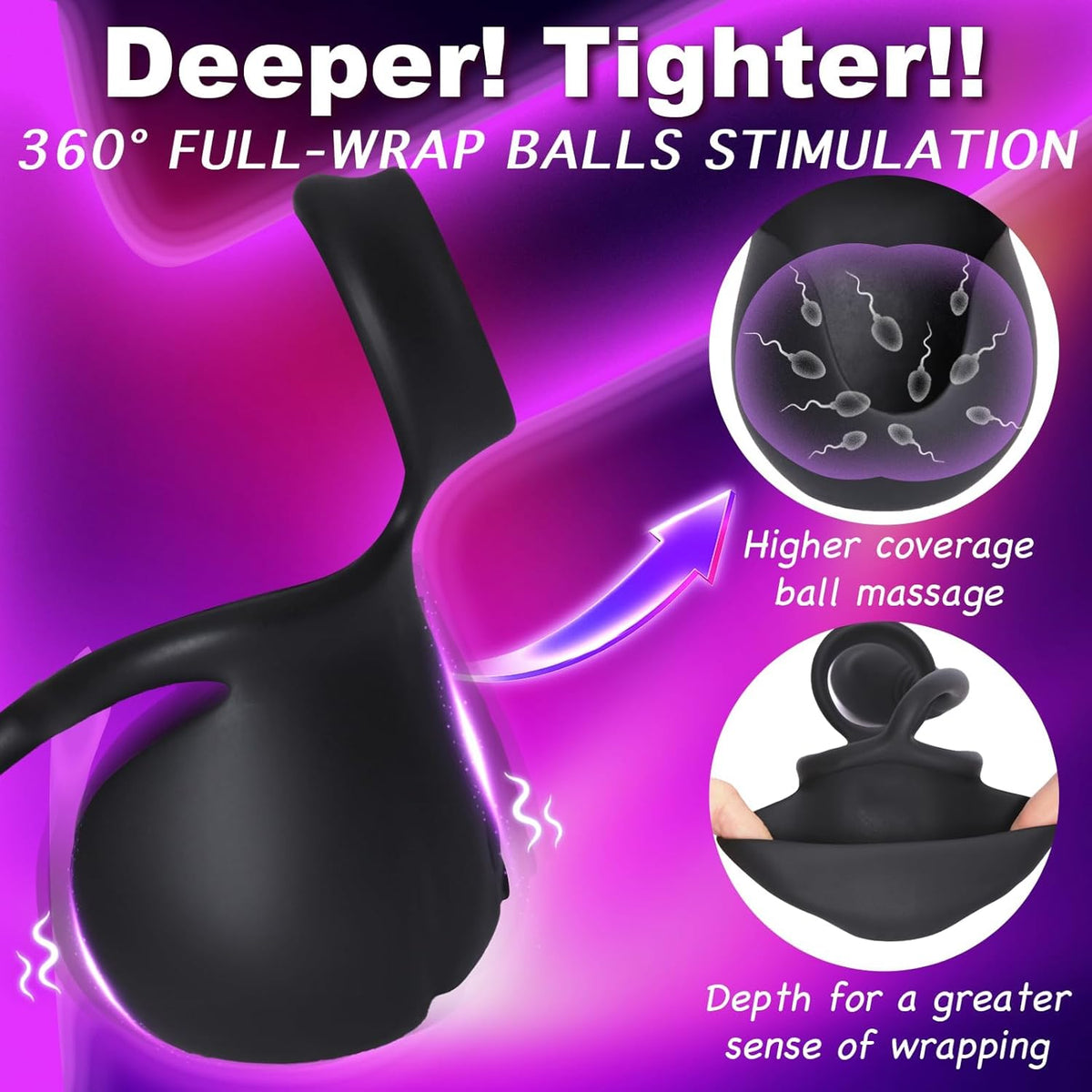 Portable Rolling Penis Trainer Stimulator Cock Ring with 9 Vibration & Rolling Modes