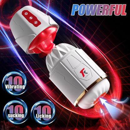 Automatic Masturbator Penis Pump Blowjob with 10 Suction & 10 Tongue Licking Modes