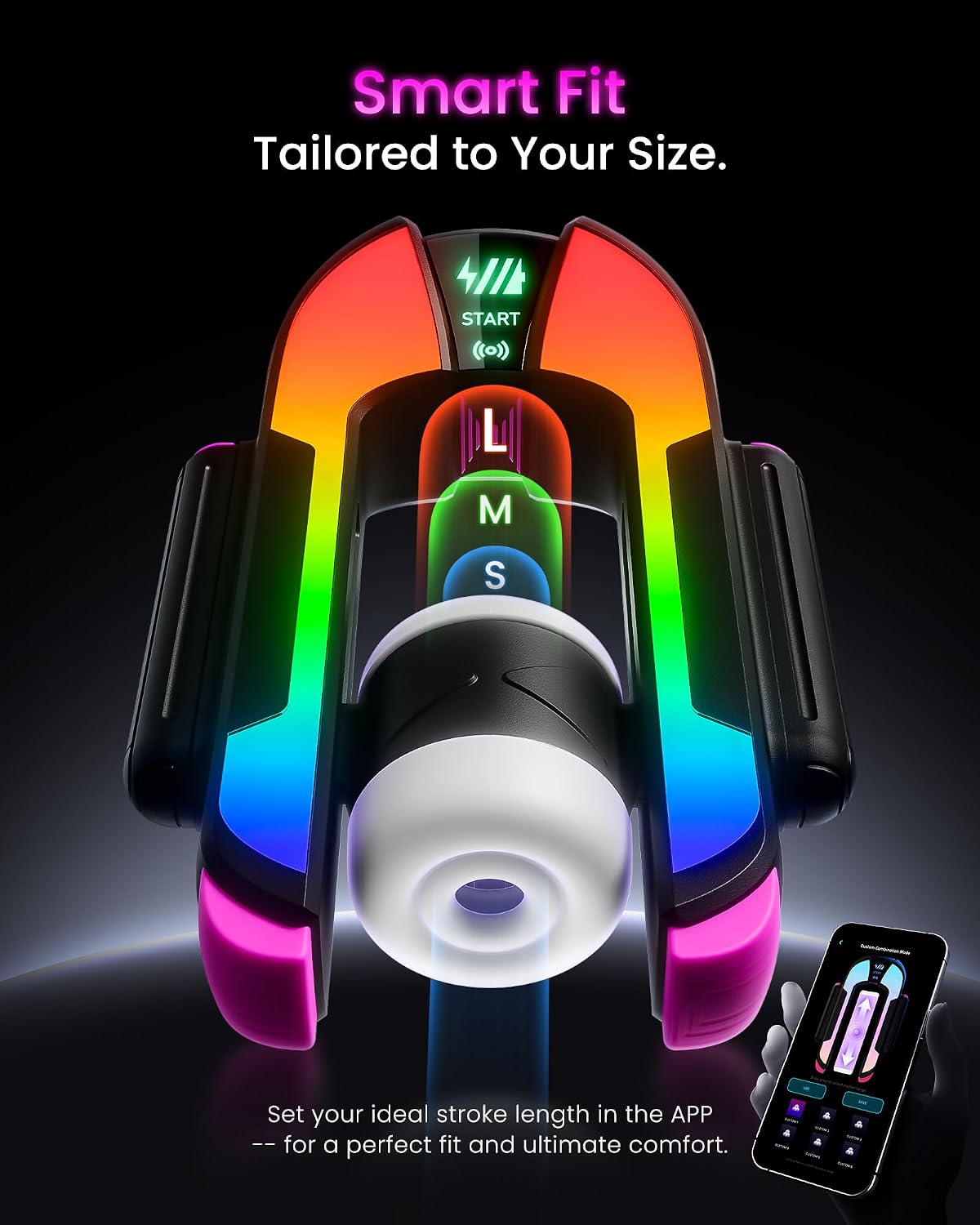 RGB Lighting Automatic Masturbator Sex Machine with 4 Stroke Modes × 4 Speed Levels