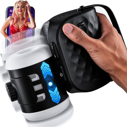 200 Strokes/Min Compact Masturbator Pocket Pussy Stroker Blowjob with 3 Thrusting Modes
