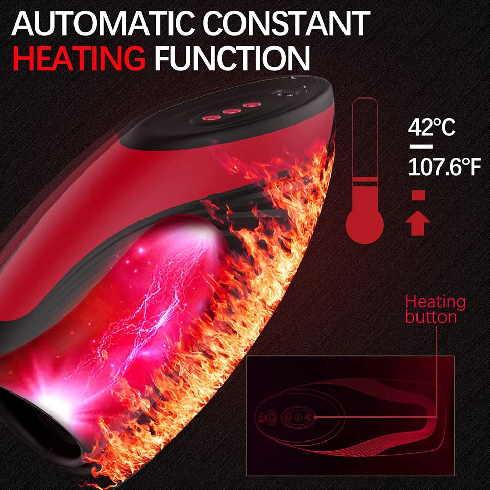 Electric Penis Trainer Vibrator Stroker with & 6 Suction & 9 Vibration Modes & Heating