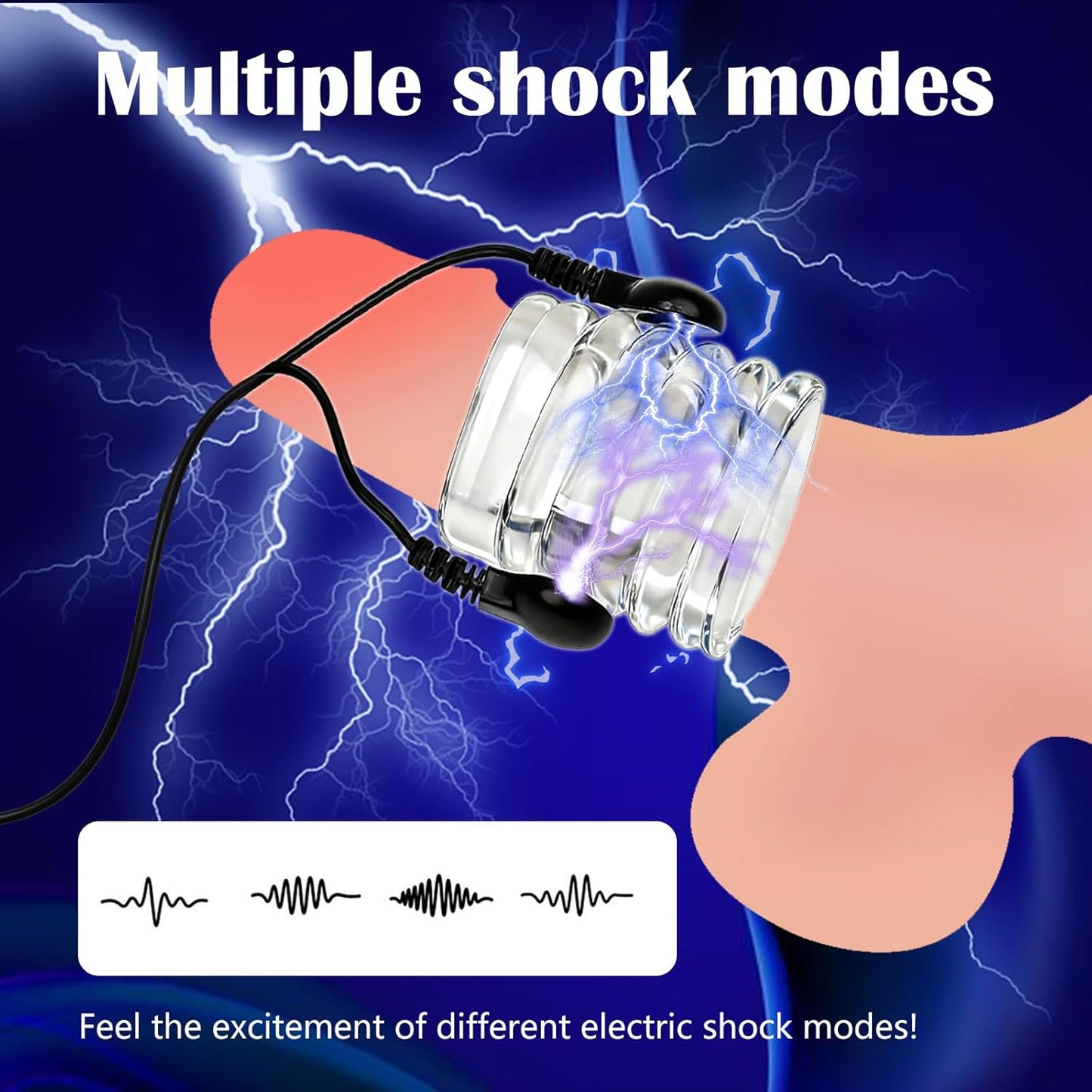 E-stim Testicle Bondage Crusher Pennis Ring Chastity BDSM with 4 Electric Shock Modes