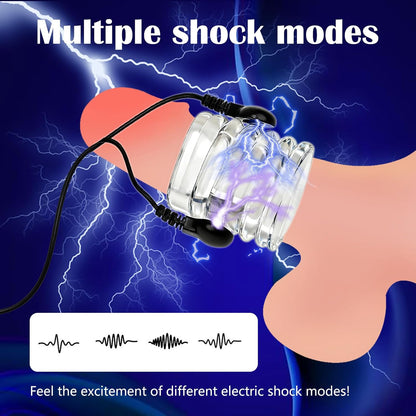 E-stim Testicle Bondage Crusher Pennis Ring Chastity BDSM with 4 Electric Shock Modes