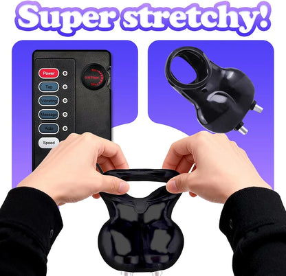 BDSM Testicle Wearable Cage Penis Trainer Sleeve with 9 Intensity Levels & 4 Modes