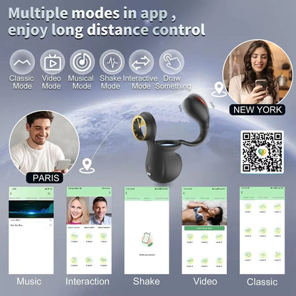 Portable Rolling Penis Trainer Stimulator Cock Ring with 9 Vibration & Rolling Modes