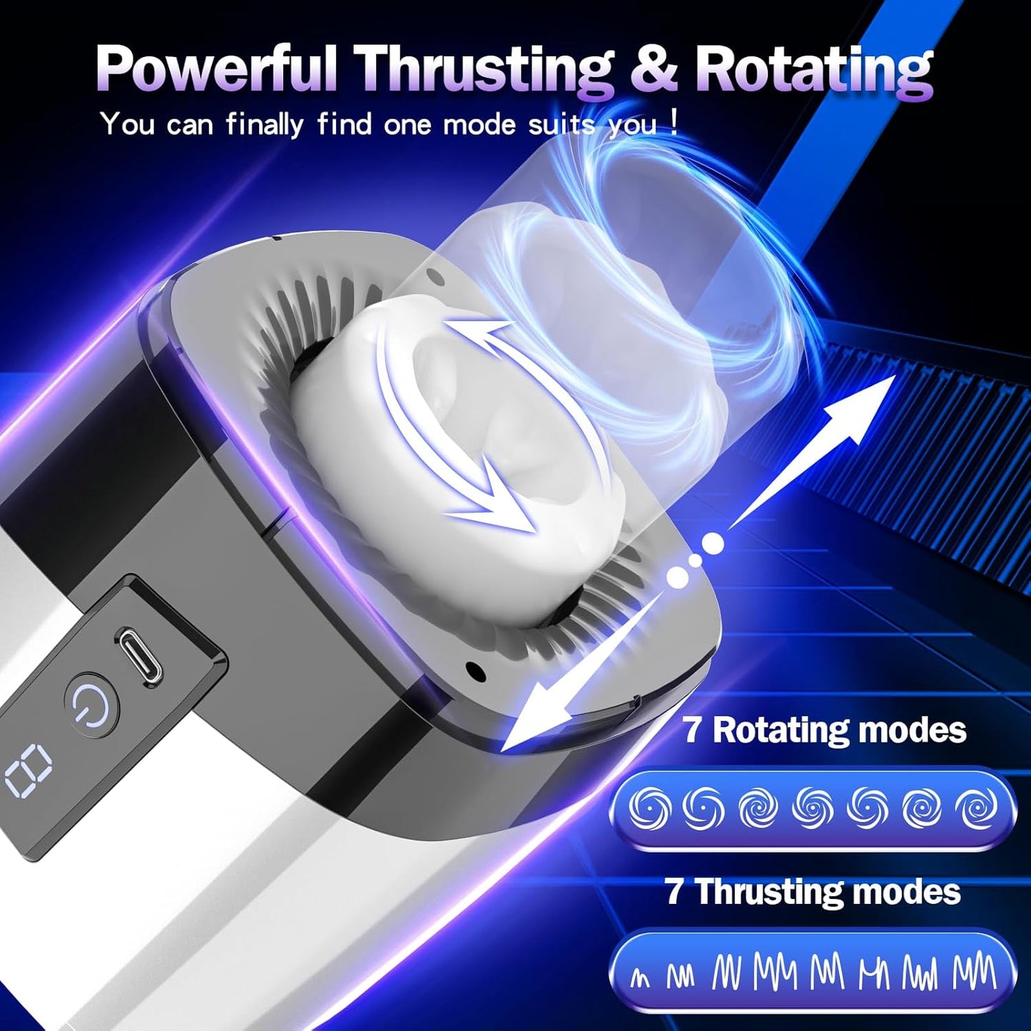 Automatic Masturbator Penis Trainer Stroker Blowjob with 7 Thrusting & Sucking Modes