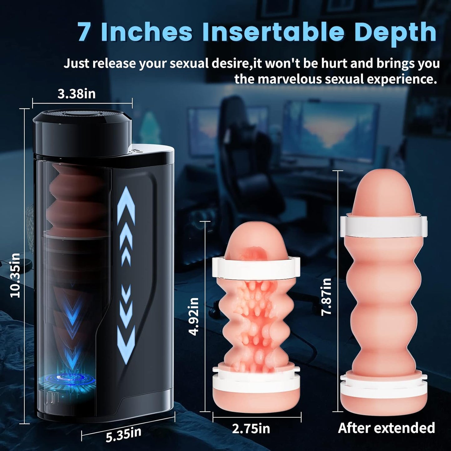 Automatic Masturbator Penis Stroker Vibrator Pocket Pussy with 10 Thrusting & 3 Speed