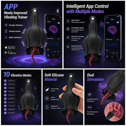 App Control Penis Trainer Vibrator with 10 Modes & Urethral Sounds Dilators