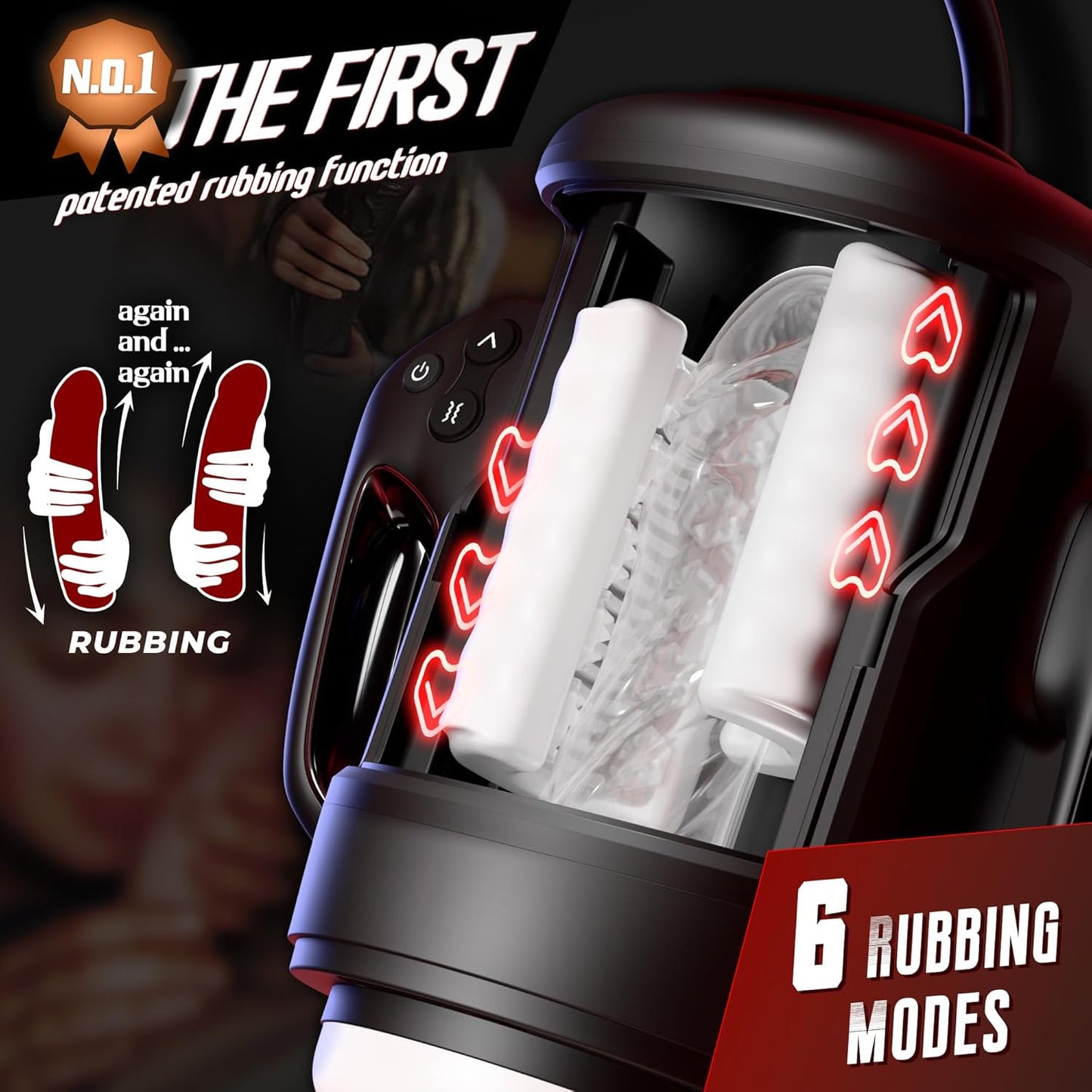 Automatic Masturbator Stroker Sex Machine with 10 Vibrating & 6 Rubbing Patterns & 2 Heating Levels