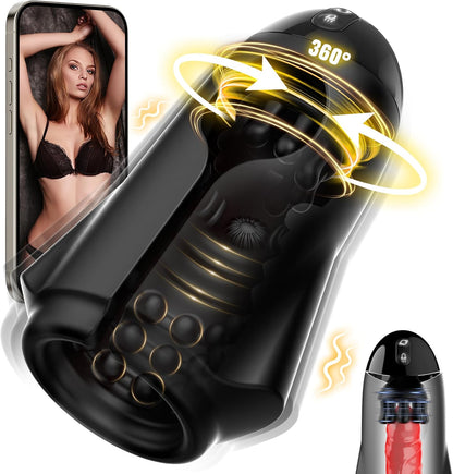 App-controlled Penis Trainer Vibrator Glans Stimulator with 9 Rotation & Vibration Modes