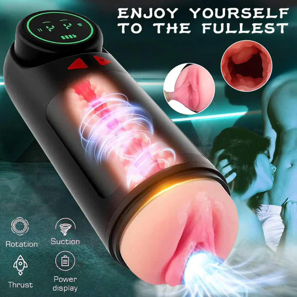 3 in 1 Automatic Masturbator Stroker with 4 Sucking & Vibrating & Thrusting Modes
