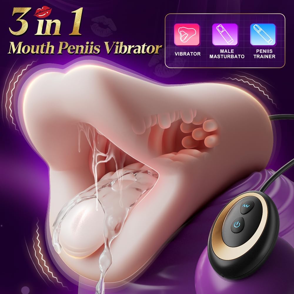Penis Trainer Vibrator Glans Massager Oral Blowjob Masturbator with 10 Vibrations
