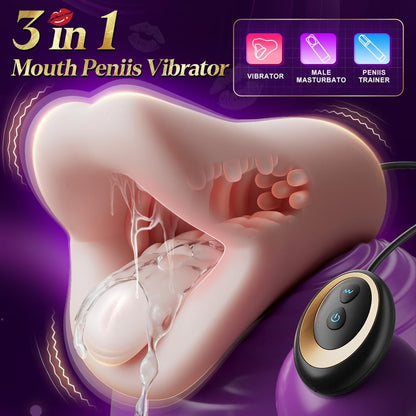 Penis Trainer Vibrator Glans Massager Oral Blowjob Masturbator with 10 Vibrations