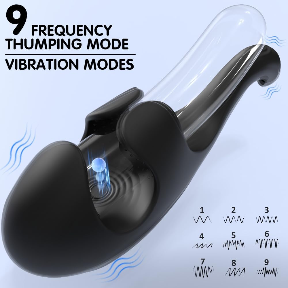 Squeezable Penis Trainer Vibrator Stroker Masturbator with 9 Flapping & Vibrating Modes