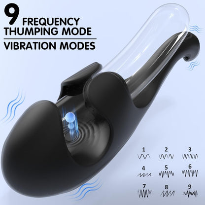Squeezable Penis Trainer Vibrator Stroker Masturbator with 9 Flapping & Vibrating Modes