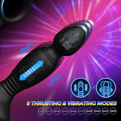 Anal Plug Vibrator Prostate Massager with 9 Thrust Modes & 3 Powerful Motors