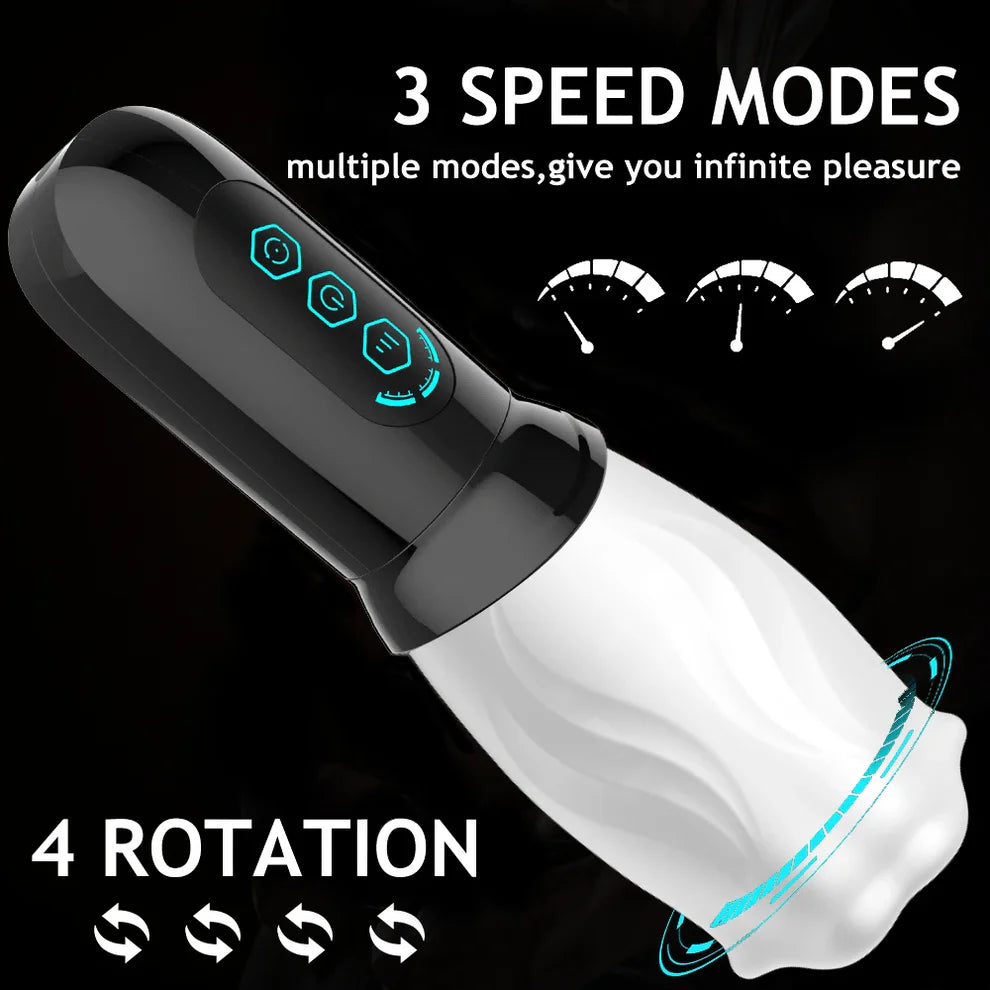 Electric Penis Stroker Blowjob Masturbator with 3 Vibration & 4 Rotation Modes