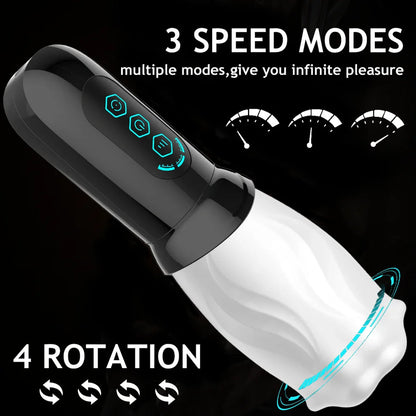 Electric Penis Stroker Blowjob Masturbator with 3 Vibration & 4 Rotation Modes