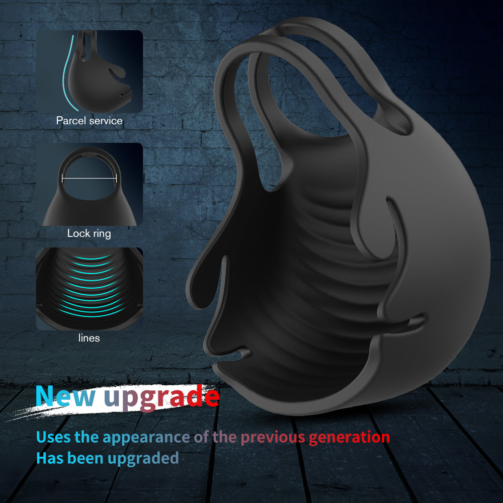 Scrotum Pouch Cock Ring Ball Stretcher Penis Trainer Enhancer Vibrator Delay Ejaculator