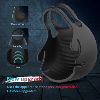 Scrotum Pouch Cock Ring Ball Stretcher Penis Trainer Enhancer Vibrator Delay Ejaculator