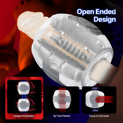 Electric Penis Trainer Stroker Blowjob Masturbator with 10 Intense Vibrations Modes