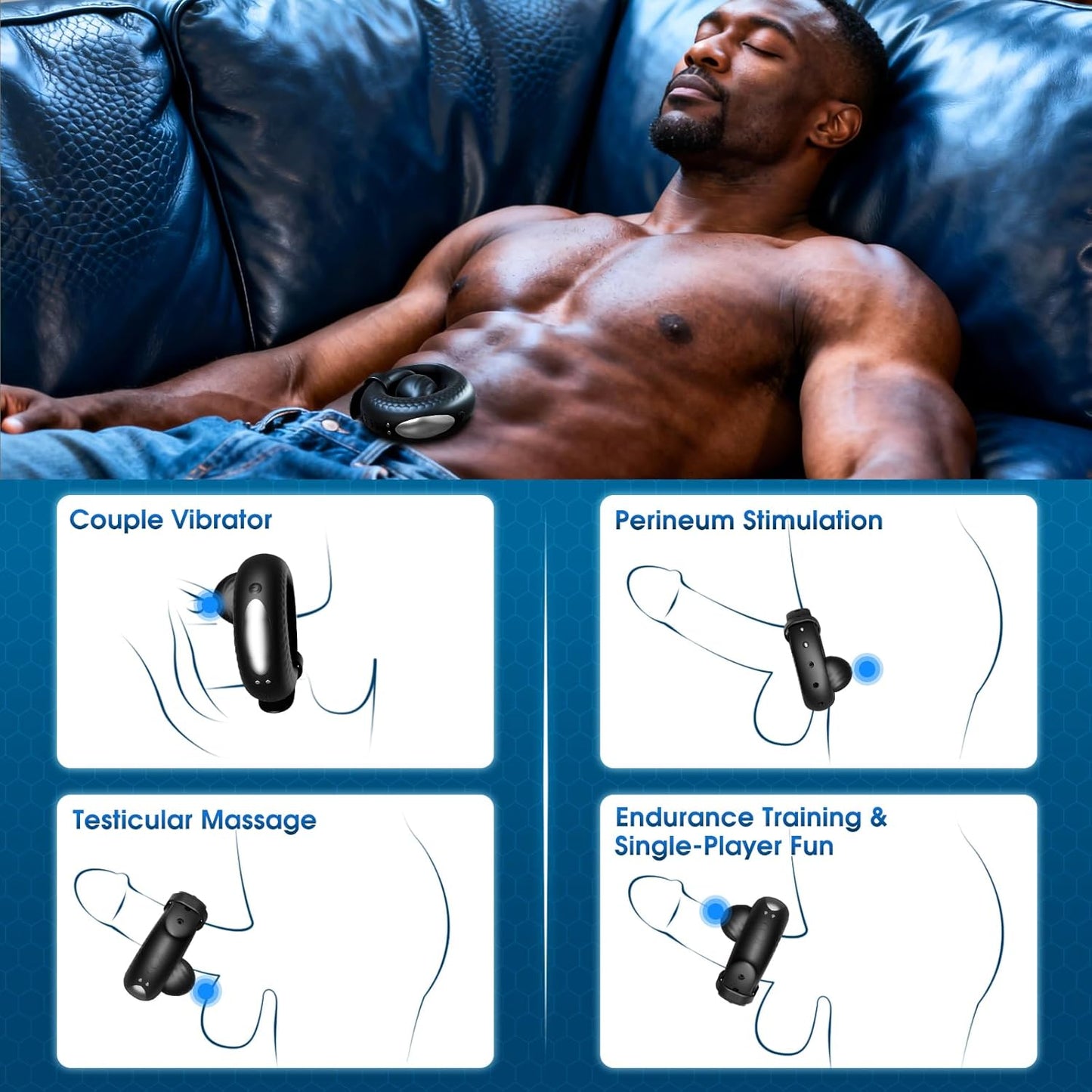 APP Pleasure Cock Ring Penis Vibrator Testicle Stimulator with 9 Vibration Modes