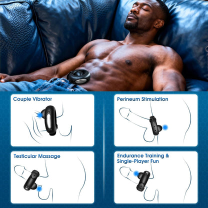 APP Pleasure Cock Ring Penis Vibrator Testicle Stimulator with 9 Vibration Modes