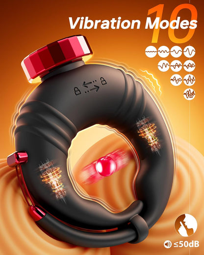 Adjustable Open-Ended Penis Ring Vibrator with 10 Vibration Modes