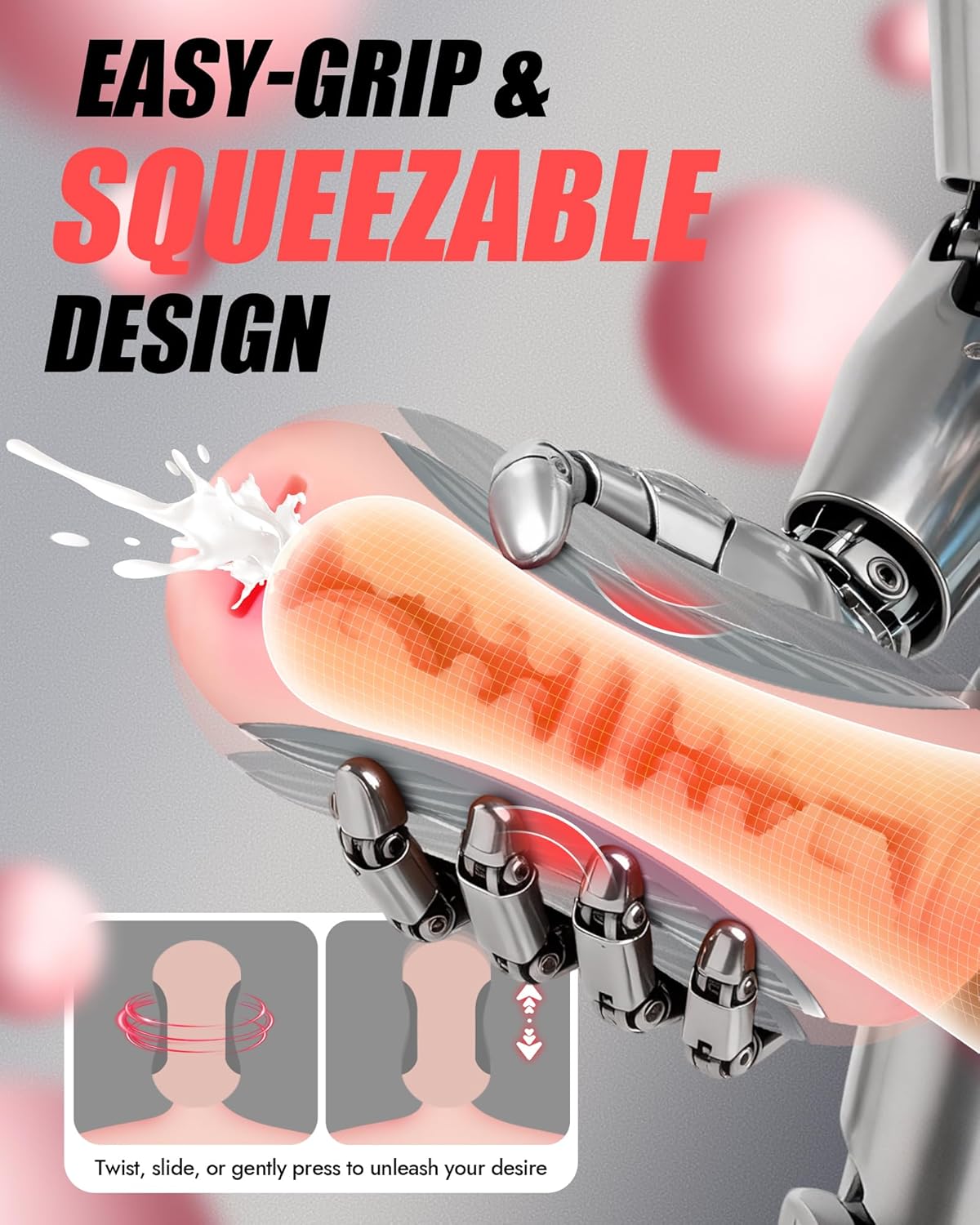 Squeezable Pocket Pussy Stroker Blowjob Masturbator with 8 Vibration & Suction Modes